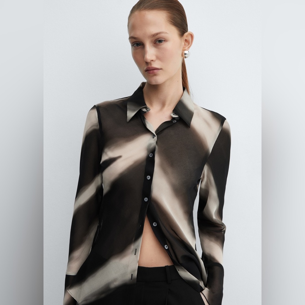 Mango semi- transparent printed shirt